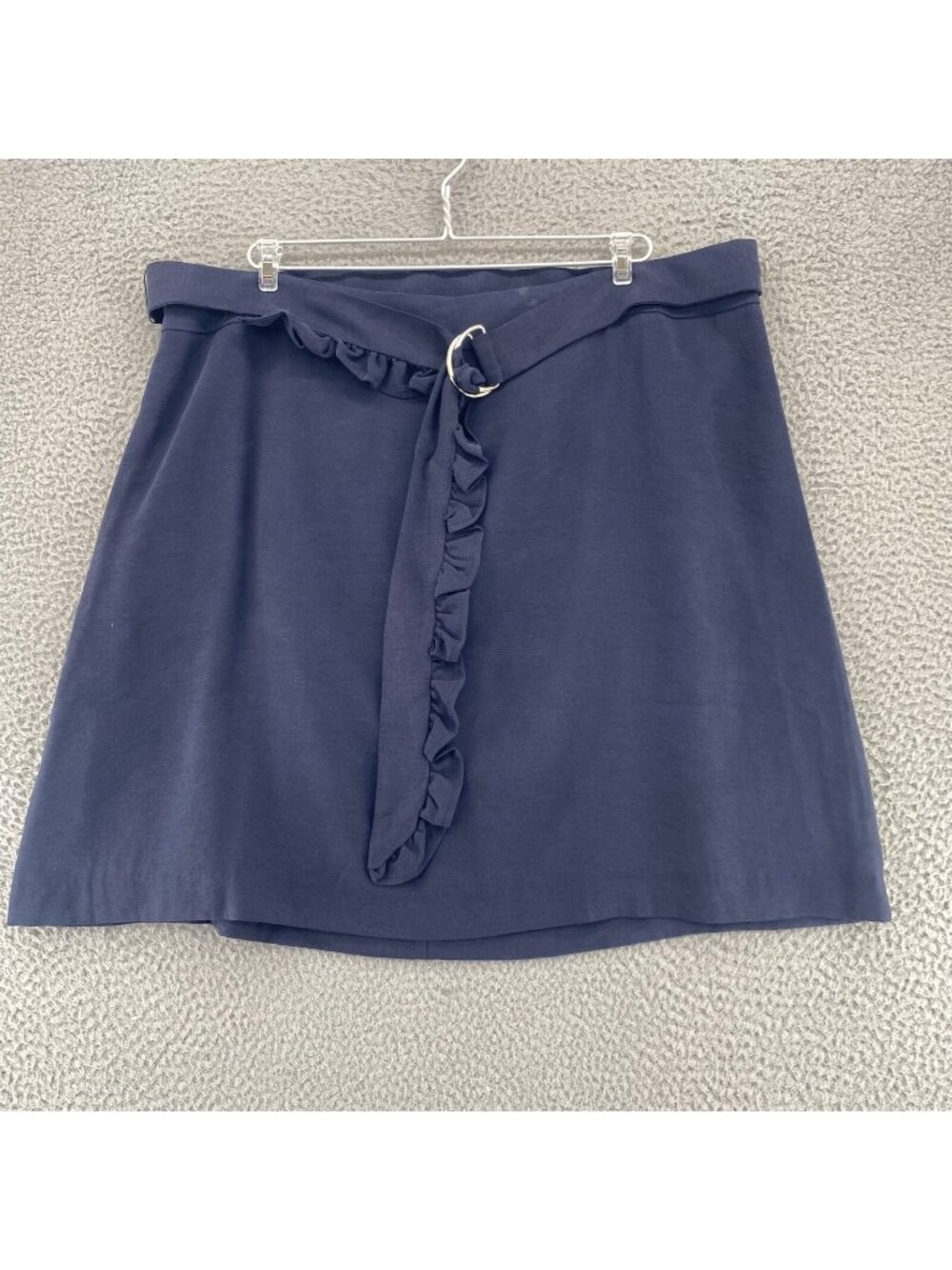 Eloquii Skirt Womens 18 Plus Navy Twill A Line Above The Knee Sash Belted Casual